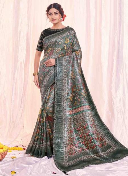 Gray Colour Rajastha Mahotsav New Latest Designer Ethnic Wear Tissue Silk Printed Saree Collection 42511